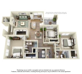 3 bed 2 bath A at Cypress Lake at Stonebriar Apartments, Frisco, TX