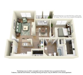 1 bed 1 bath C at Cypress Lake at Stonebriar Apartments, Frisco, TX