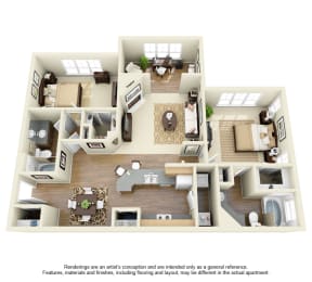 2 bed 2 bath A at Gates de Provence Apartments, Dallas, TX, 75287