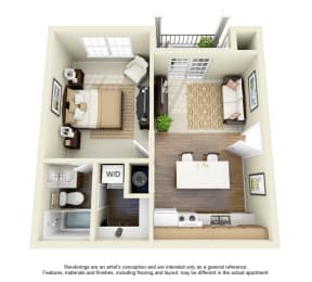 1 Bed 1 Bath Floor Plan at Greenbriar Apartments, Oklahoma, 74136