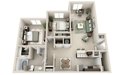 2 bedroom 1 bathroom apartment for rent Tulsa Sonoma Grande