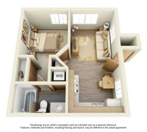  Floor Plan 1 Bed 1 Bath - A