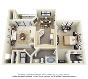  Floor Plan 1 Bed 1 Bath - A