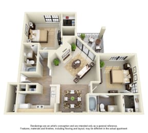  Floor Plan 2 Bed 2 Bath - A