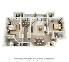  Floor Plan 2 Bed 2 Bath - B