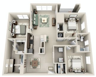 Sonoma Grande 3 Bed 2 Bath Floorplan For Rent in Tulsa Oklahoma