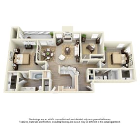 Bentley Place at Willow Bend offers  spacious 1, 2 & 3 Bedroom Apartments in Plano, TX! This is out 2 bedroom floor plan option!