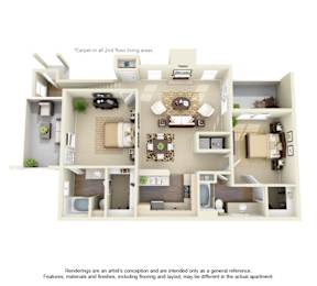 2 Bedroom Floor Plan at Winsted at Valley Ranch, Irving