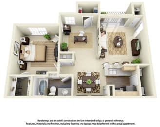  Floor Plan 1 Bed + Den 1 Bath