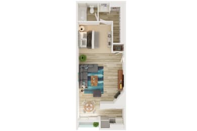 Floor Plan  a furnished floor plan of a 1 bedroom apartment