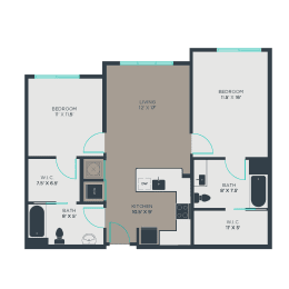 2A Floor Plan at Link Apartments&#xAE; Manchester, Virginia, 23224