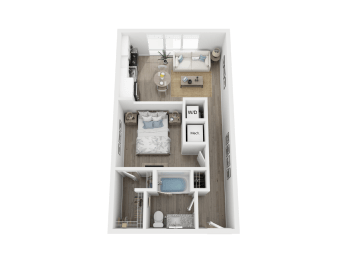 1 bedroom 1 bath A2 Floor Plan at Link Apartments® 4th Street, Winston-Salem, North Carolina