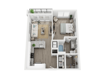 1 bedroom 1 bath A3 Floor Plan at Link Apartments® 4th Street, North Carolina, 27101