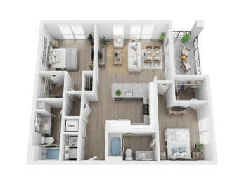 2 bed 2 bathroom B2 Floor Plan at Link Apartments® 4th Street, Winston-Salem, 27101