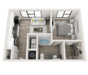 1 bedroom 1 bathroom Floor plan at Link Apartments® Montford, Charlotte, NC