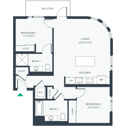 2 bed 2 bath C at Link Apartments® Four 12, California