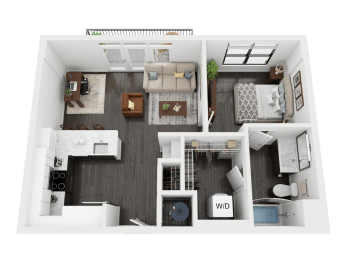 1 bed 1 bath A3 Floor Plan at Link Apartments® Mint Street, Charlotte, NC