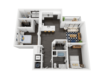 2 bed 2 bath floor plan B2 Floor Plan at Link Apartments® Mint Street, Charlotte, North Carolina