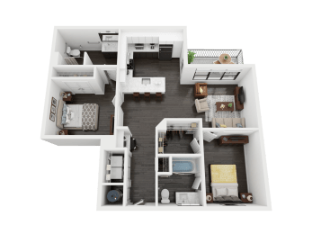 2 bed 2 bathroom B2A Floor Plan at Link Apartments® Mint Street, North Carolina