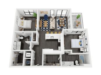 2 bed 2 bathroom B3 Floor Plan at Link Apartments® Mint Street, Charlotte, NC, 28203