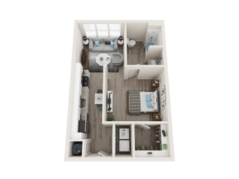 1 BEDROOM 1 BATH A1_A Floor Plan at Link Apartments® Linden, Chapel Hill, NC