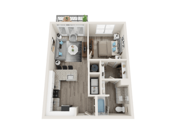 1 BEDROOM 1 BATH A3_A Floor Plan at Link Apartments® Linden, Chapel Hill