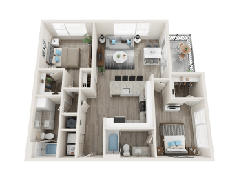 2 bedroom 2 bath B2 Floor Plan at Link Apartments® Linden, North Carolina