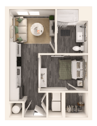 a floor plan of a 1 bedroom apartment at Link Apartments NoDa 36th, Charlotte, NC 28206