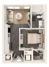 a floor plan of a 1 bedroom apartment at Link Apartments NoDa 36th, North Carolina, 28206