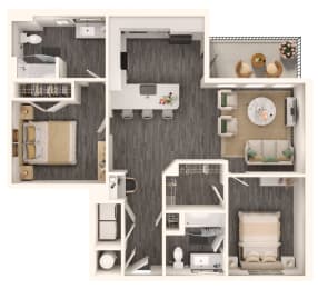 a floor plan of the commodore apartments at Link Apartments NoDa 36th, Charlotte