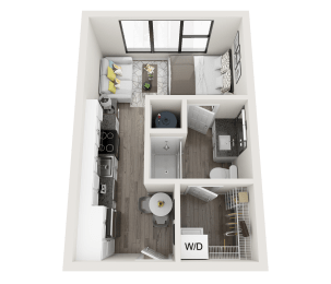 Chic studio apartment with walk-in closet  at Link Apartments® Montford, Charlotte, North Carolina