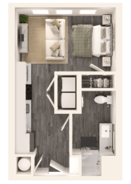 a1 floor plan  1 bedroom with 1 bathroom  129