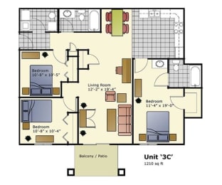 level floor plan of a home with bedrooms and baths