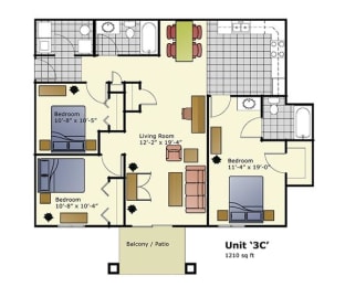 level floor plan of a home with bedrooms and baths