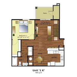 1 Bedroom Floor Plan at The Reserve at Crescent Cove, Evans, CO 80620