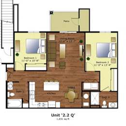 2 Bedroom Floor Plan at The Reserve at Crescent Cove, Evans, CO