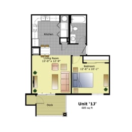 a floor plan of a home with a bedroom and a living room
