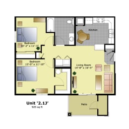 a floor plan of a home with bedrooms and a living room