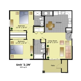 a floor plan of a home with bedrooms and a living room