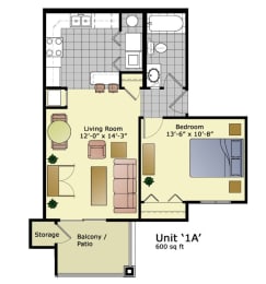 a floor plan of a small house with bedrooms and a living room