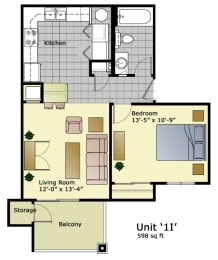 a floor plan of a small house with bedrooms and a living room