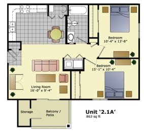 a floor plan of a small house with bedrooms and a living room