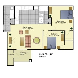 a floor plan of a home with bedrooms and a living room