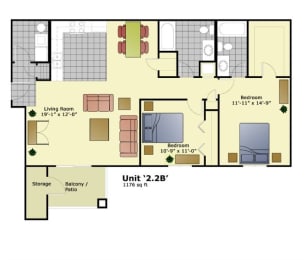 floor plan of the upper level of a home with bedrooms and a living room