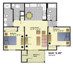 a floor plan of a home with a combination of bedrooms and a living room