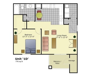 a floor plan of a home with a bedroom and a living room