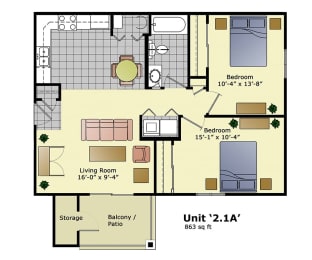 a floor plan of a small house with a bedroom and a living room