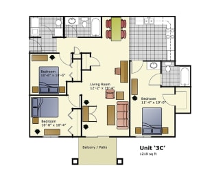  Floor Plan Unit 3B