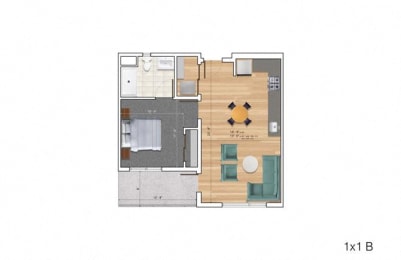 Floor Plan  1 Bedroom BK Floor Plan at Block C, California