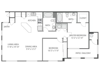 B2 Floor Plan at Victoria Arbors Apartment Homes